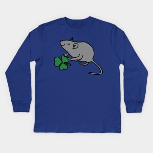 St Patricks Day Rat with Shamrock Kids Long Sleeve T-Shirt